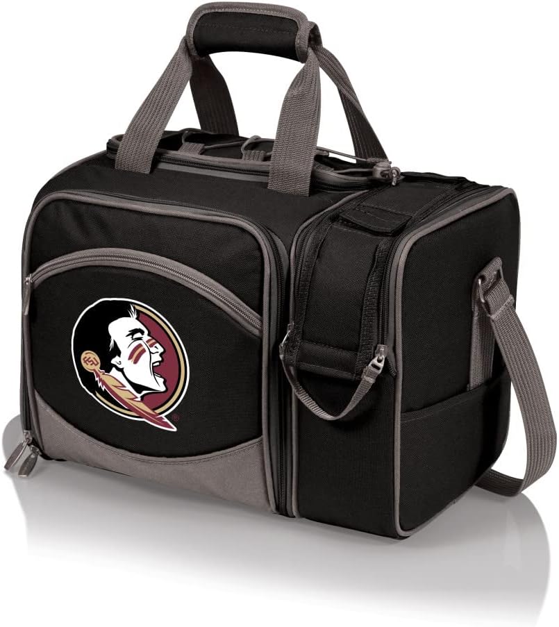 NCAA Malibu Cooler Picnic Basket - Insulated Tote with Complete Picnic Set