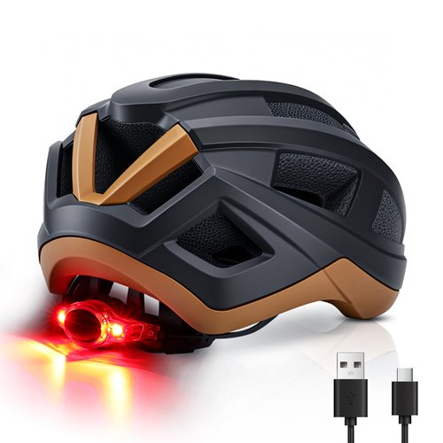 Bike Helmet with Tail Light, Bicycle Helmet Light 100LM Rear LED Safety Warning Helmet Lights for Night Riding, Rechargeable E-Bike/Skateboard/Scooter Helmet Lights, Adult Lightweight Cycling Helmets