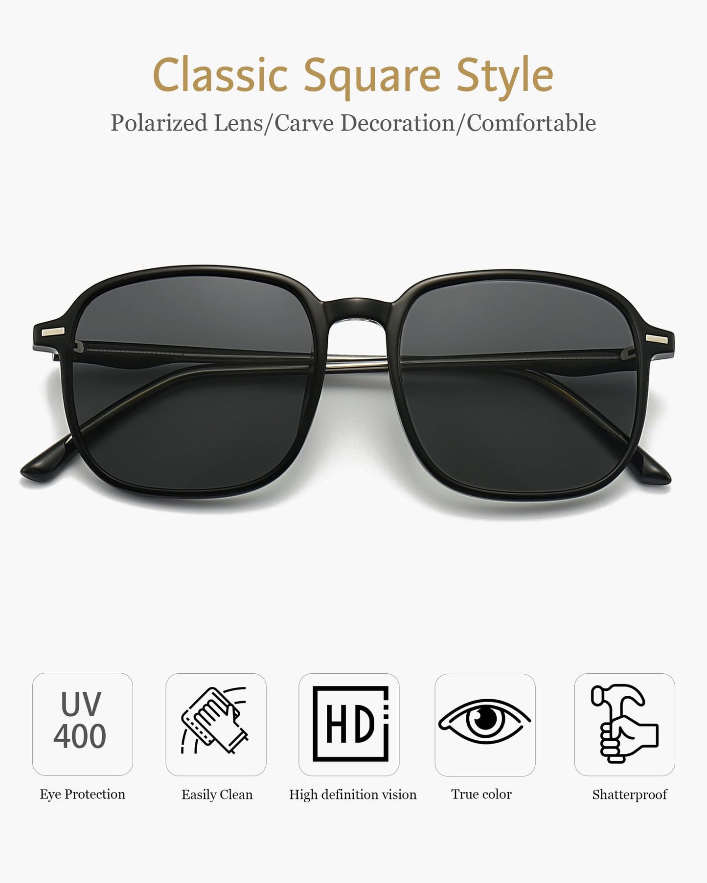 ANRRI Retro Square Sunglasses for Women Lightweight Fashion Shades for Men 100% UV Protection