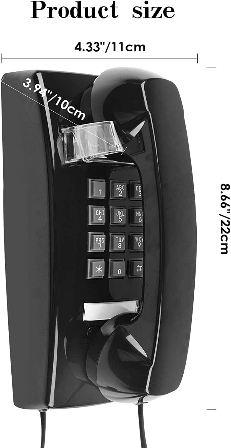 Wall Phone with Classic Design,Corded Wall Phone,Crisp Mechanical Ringer,Easy to Install, Retro Phone, Perfect for Kitchen,Living Room & Bedroom (Beige)