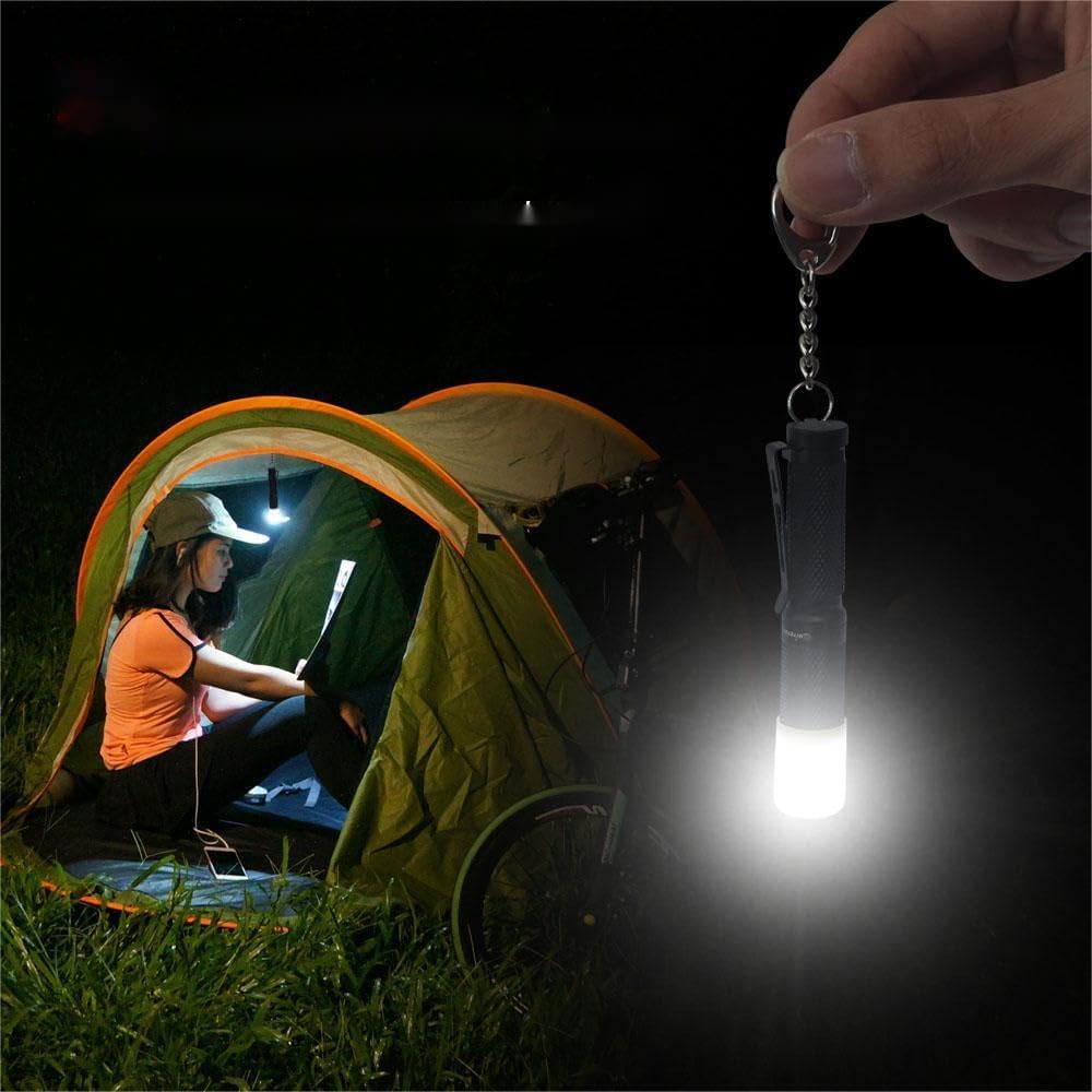 K3 Mini Keychain Flashlight AAA Small Keychain Light Bright 150 Lumens with Diffuser Clip,Multipurpose Pocket Light as Candle Hat Lamp Camp Lantern for Everyday EDC Dog Walking Hiking Camping