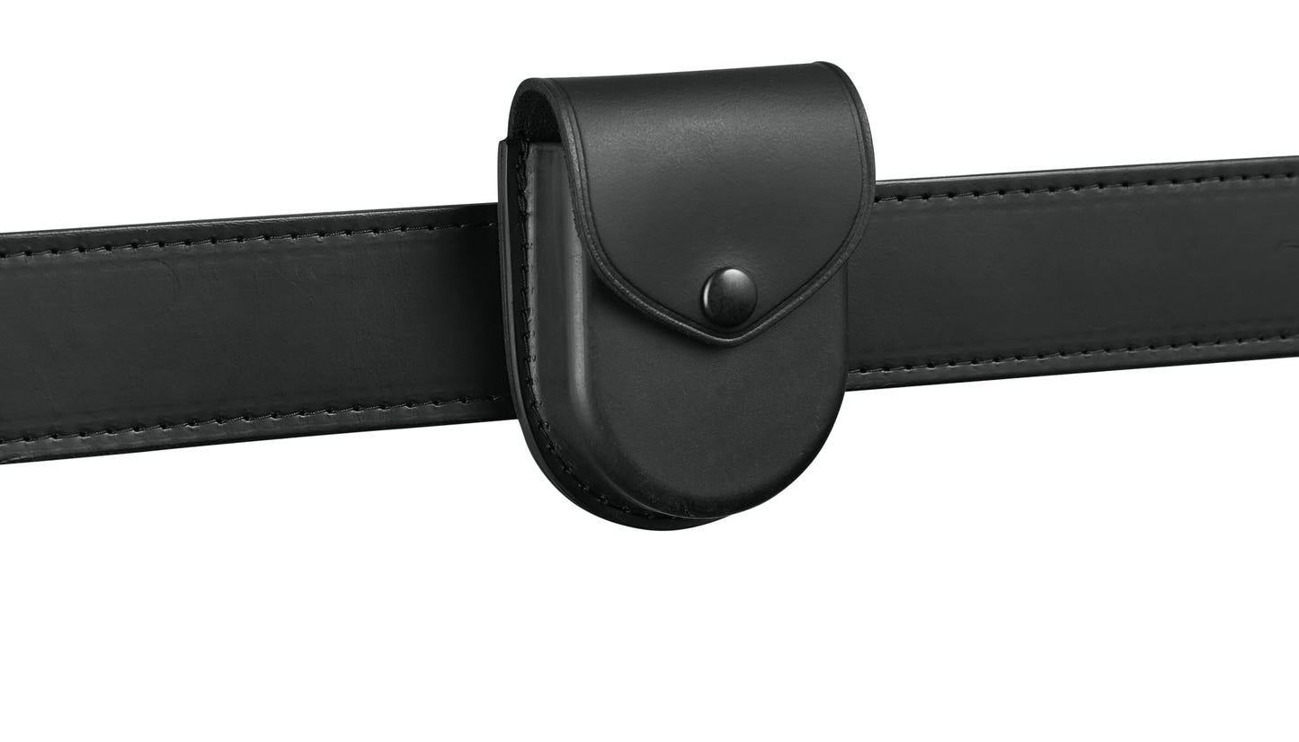 Shield Wallets Single Handcuff Case Closed Top Cuff Case for Duty Belt Black Leather, Black Snap