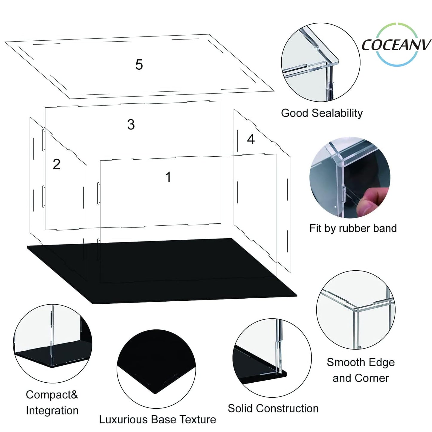 Acrylic Football Helmet Cases Features a PVC Base with Silver risers,Football Helmet Case Full Size Free Name Plate,Helmet case Display case Full Size UV Protection.（Need Assembly）