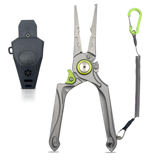 Fishing Pliers Hook Remover Split Ring Line Cutter Fishing Tool Multifunctional Tool Ergonomic Handle Fishing Saltwater Corrosion Resistance Safety Lock Camping