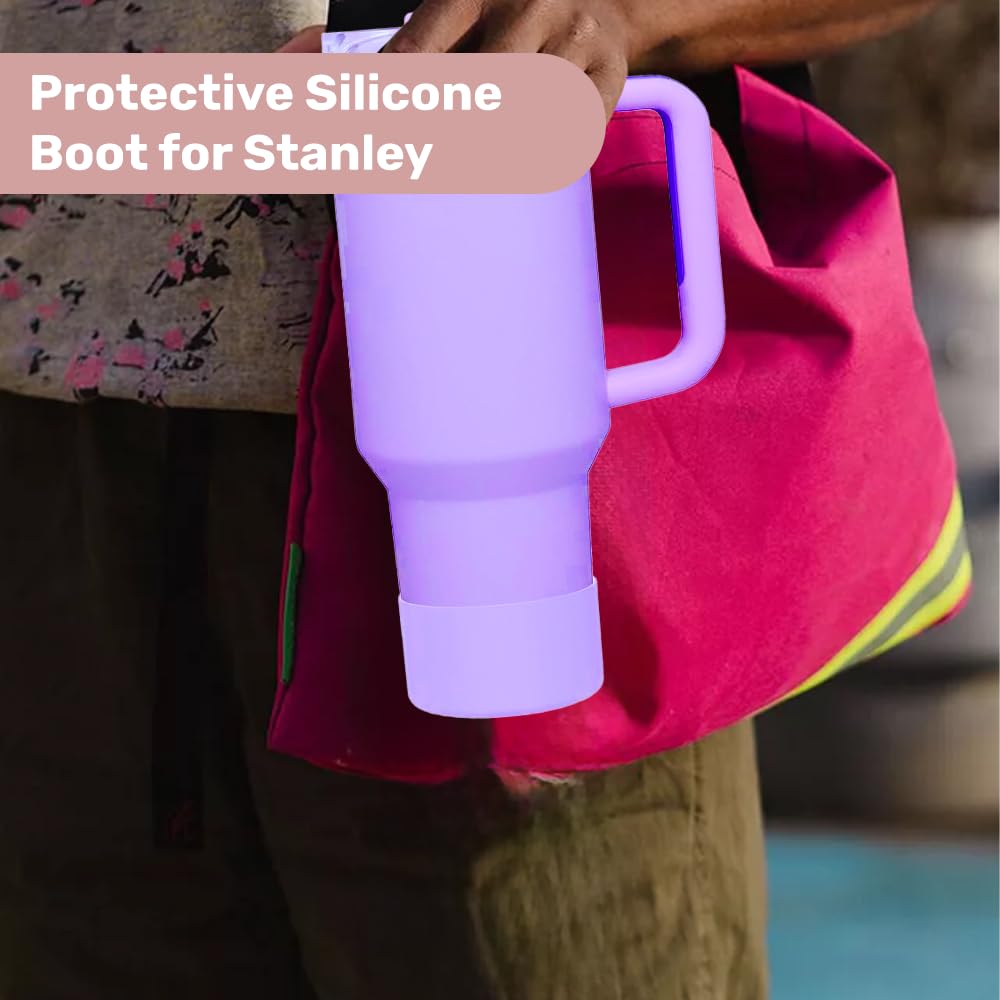 JENCAG 2Pcs Stanley Boot Silicone Sleeve - Elevate Your Bottle's Protection and Aesthetic with Rugged Durability and Stylish Design - Custom-Fit for Stanley Quencher, and Hydroflask Bottles (Orchid)
