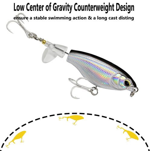 Topwater 90 Fishing Lure for Bass, Top Water Bass Pencil Plopper Fishing Lures, Bass Lures Topwater Bait for Bass and Pike, Topwater Lures Freshwater or Saltwater