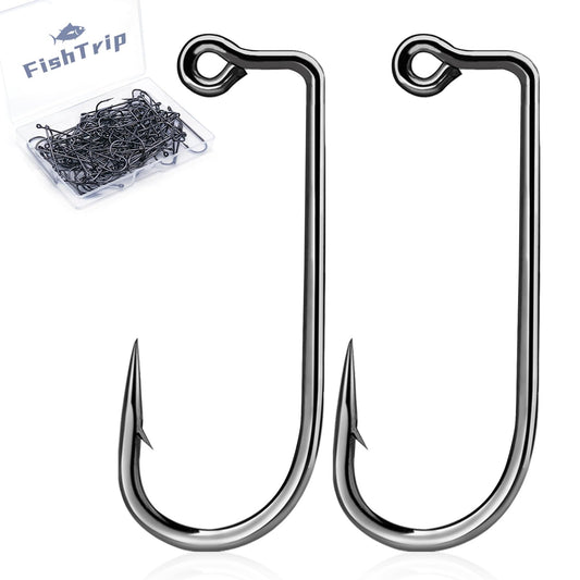 FishTrip 90-Degree Jig Hooks Fishing - 100pcs Aberdeen Long Shank Hook Jig Maker for Freshwater Saltwater Fly Tying 4#