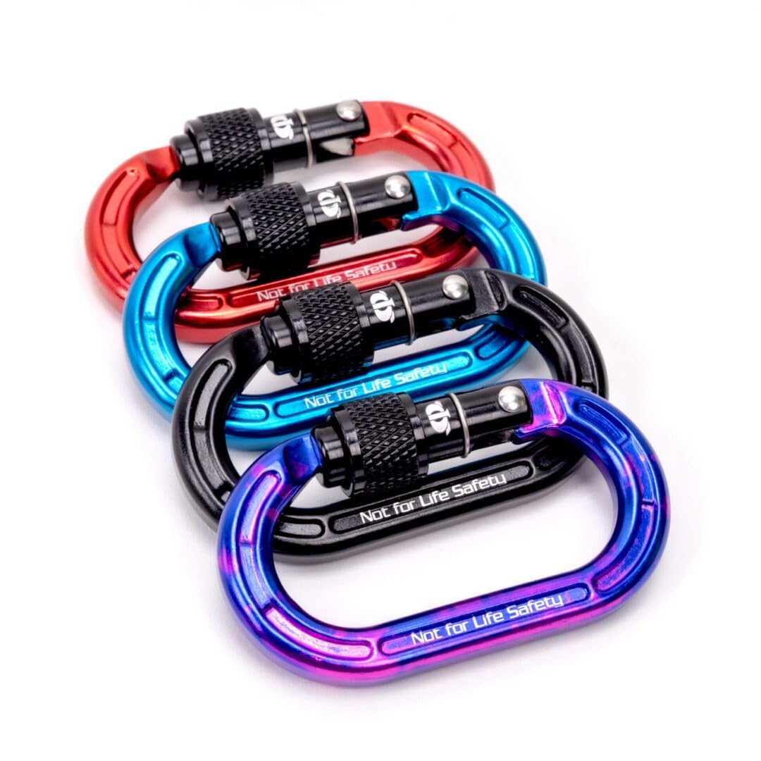 Omega Pacific Micro Raider – Mini Aluminum Keylock Screw-Lok Carabiner for Throwline, Gear Mounting, and Non-PPE Use – Oval Shape, 4kN Strength, Lightweight Accessory Connector - Ultra-Violet
