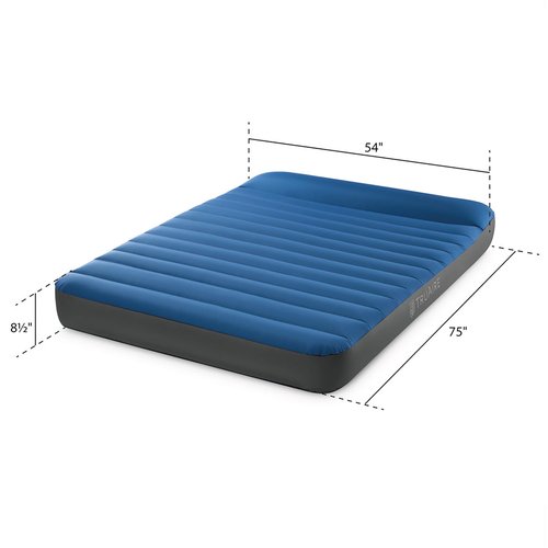 Intex 60412E TruAire Luxury Camping Mattress: Fiber-Tech – Puncture-Resistant Laminate – QuickFill USB Air Pump – 600lb Weight Capacity – Full Size, Blue