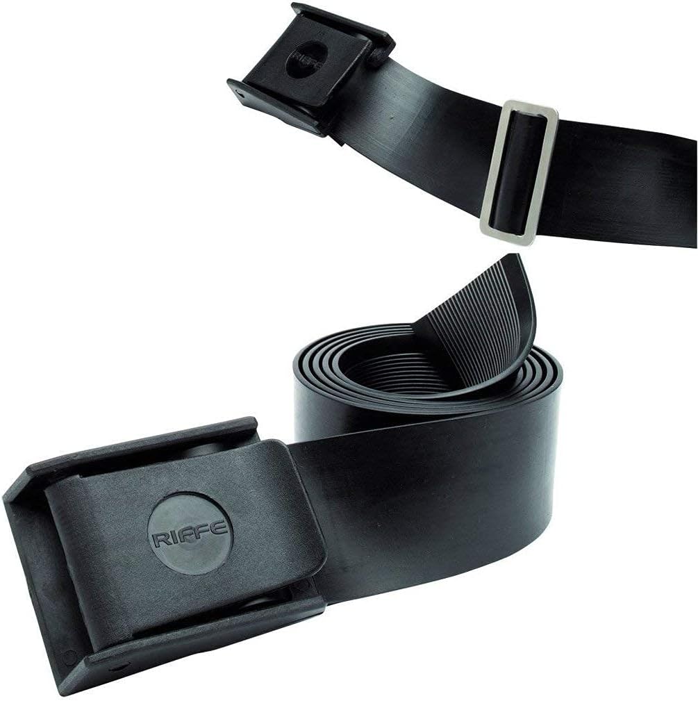 Riffe Rubber Weight Belt (Black) With Glass Filled Nylon Buckle, For Freediving and Spearfishing - Quick-Release Lever Ensures Safety On The Water, 54 Inch's Length
