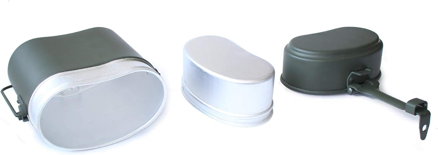ANQIAOGreen Collectibles WWII WW2 German M31 Mess Kit Tin with Leather Strap Dinner Box 3 Parts in 1