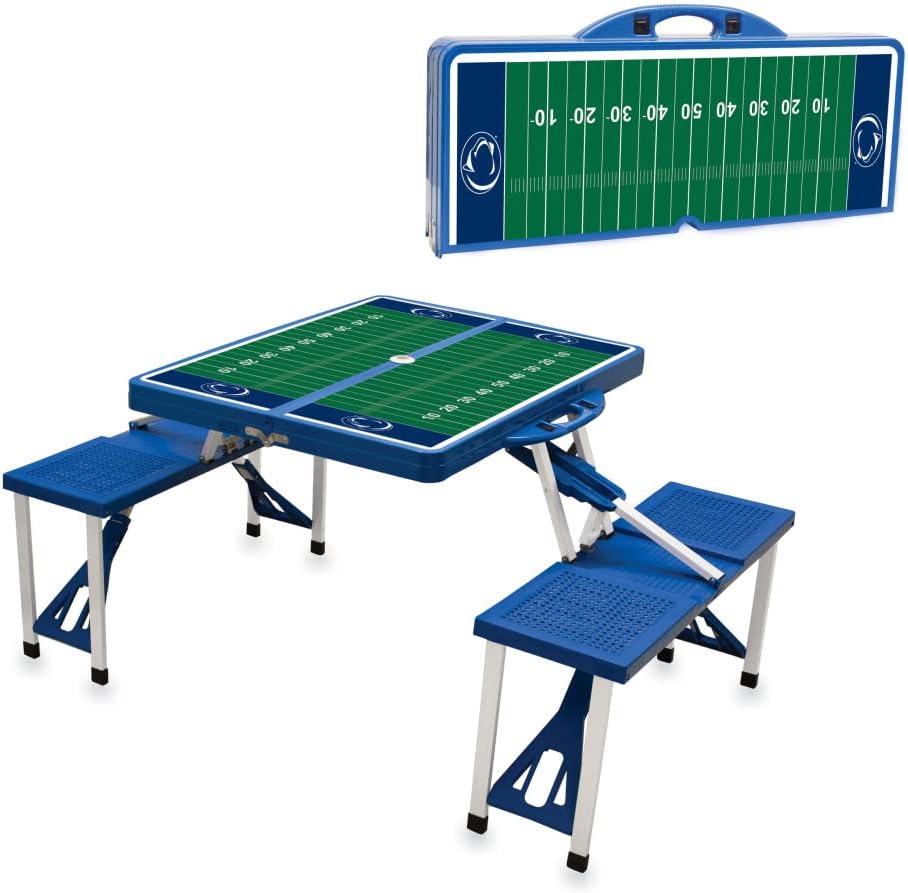 PICNIC TIME NCAA Penn State Nittany Lions Folding Picnic Table - Camping Table - Outdoor Table with Umbrella Hole, (Royal Blue)
