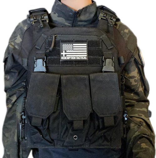 Redemption Tactical Archangel 2.0 Tactical Vest with Zippered Flatpack and Side Cummerbund Pockets (Black)