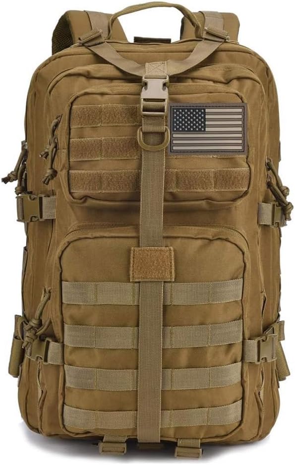 REEBOW GEAR Tactical Backpack 40L Large Army 3 Day Assault Pack Molle Bug Bag Backpacks Military Style Rucksacks (Black)