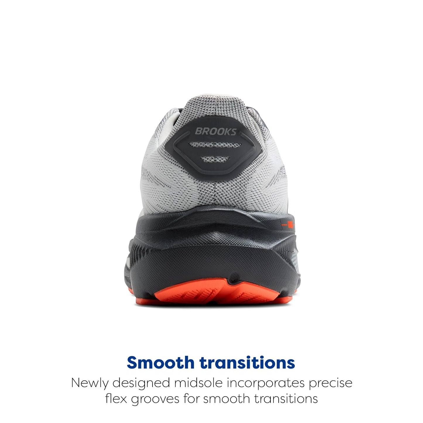 Brooks Men’s Ghost 17 Neutral Running Shoe - Oyster Mushroom/Orange/Ebony - 7.5 Narrow