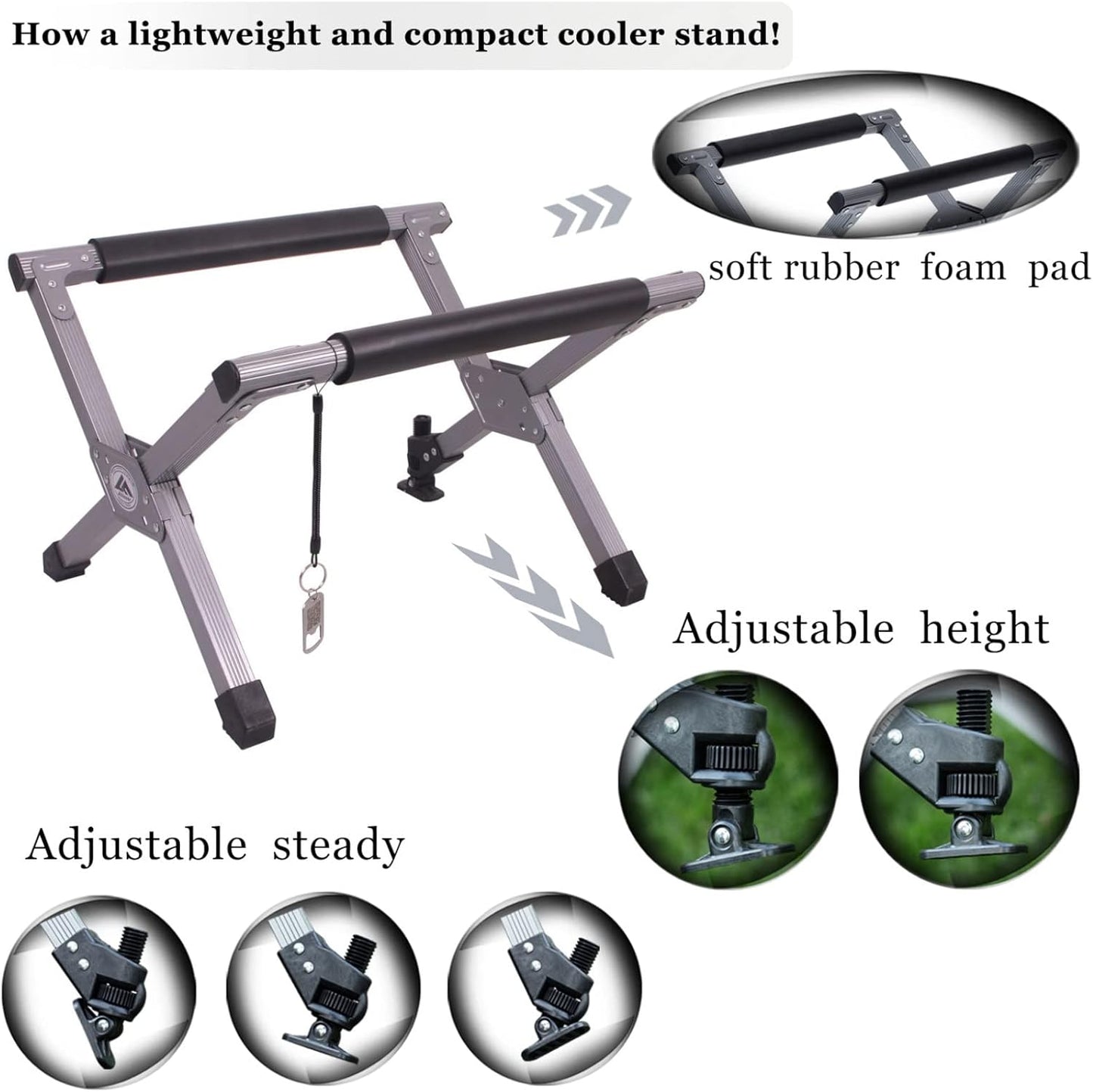 Ablazer Folding Cooler Stand with Carry Bag, Anti-Slip for Camping Hiking BBQ Cooking Picnic Outdoor, Light Weight Foldable Fridge Ice Box Holder