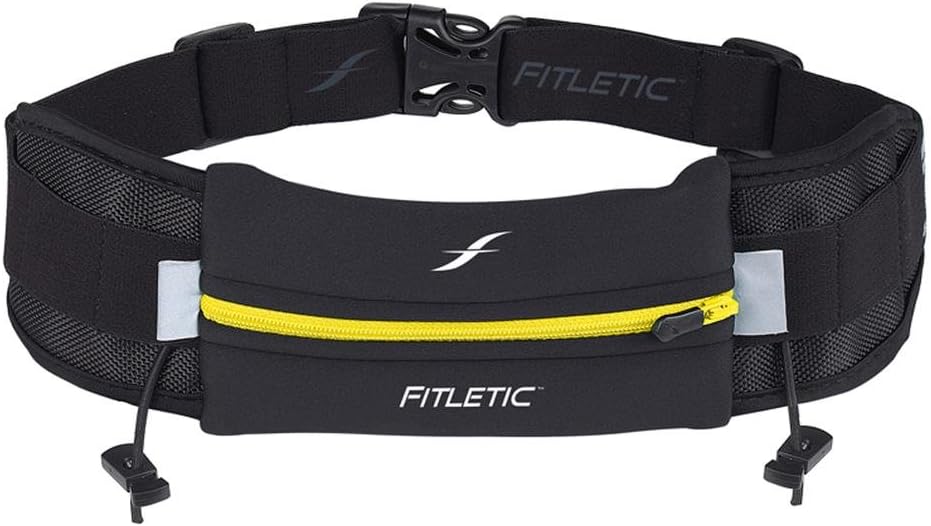 Fitletic Ultimate I Race Running Belt for Triathlons, Marathons – Water Resistant, Lightweight, Low Profile & Patented No Bounce- For Men & Women –– Ultra-Soft Dual Adjust Waist Belt- Fits All Phones