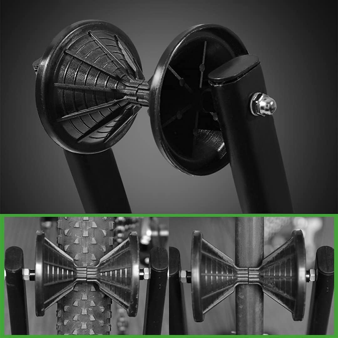 Sports Foldable Alloy Bicycle Stand Bike Floor Parking Rack Steady Wheel Holder Fit 20"-29" BikesIndoor Home Garage Cycling Storage Organizer Cycle Tires Rack Holder for Mountain and Road Bike