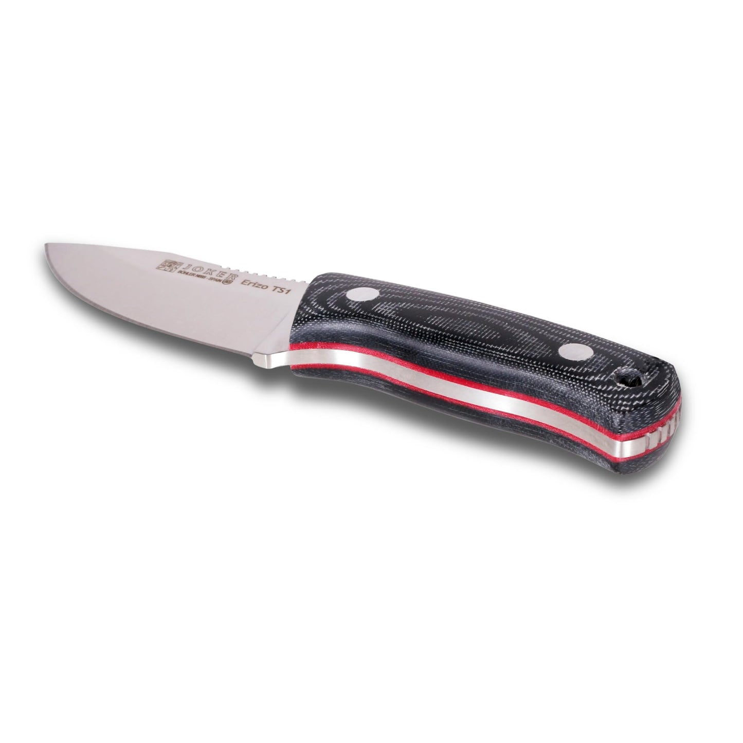 Joker "Erizo TS1 Sports Survival Knife, 2.95-inch Blade, Includes Kydex Sheath, 550 Paracord, Fishing, Hunting, Camping, and Hiking Tool (BLACK MICARTA, KYDEX SHEATH + FireStarter)