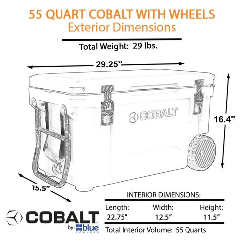 Cobalt 55 Blue Quart Roto Molded Cooler with Accessory Kit