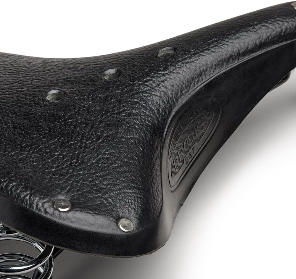 Brooks England B67 Short, Leather Bike Saddle with Suspension Springs