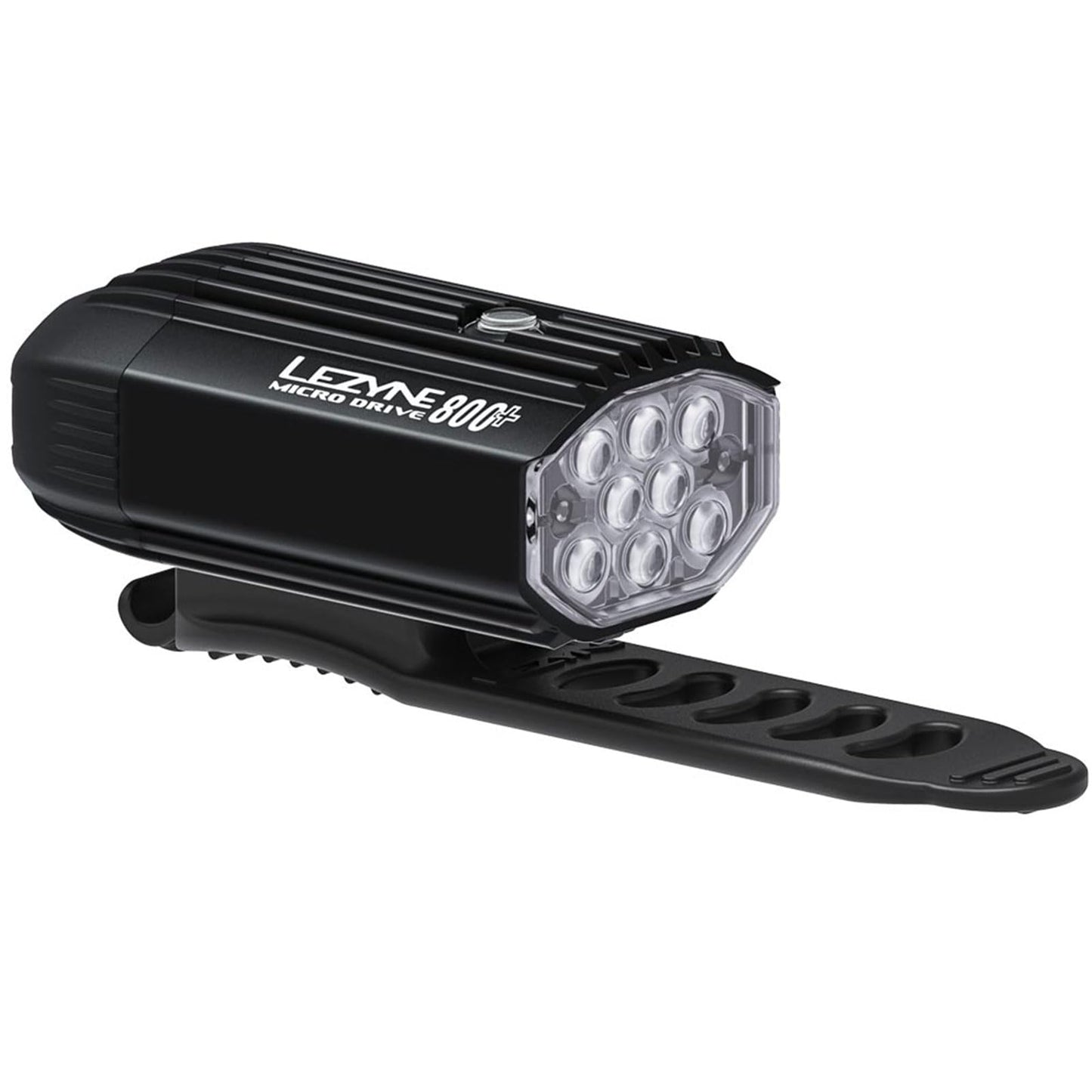 LEZYNE Micro Drive Bicycle USB Rechargeable IPX7 Waterproof White LED Front Light w/Multiple Solid & Flash Modes | Integrated Silicone Rubber Strap Mount, Black Satin