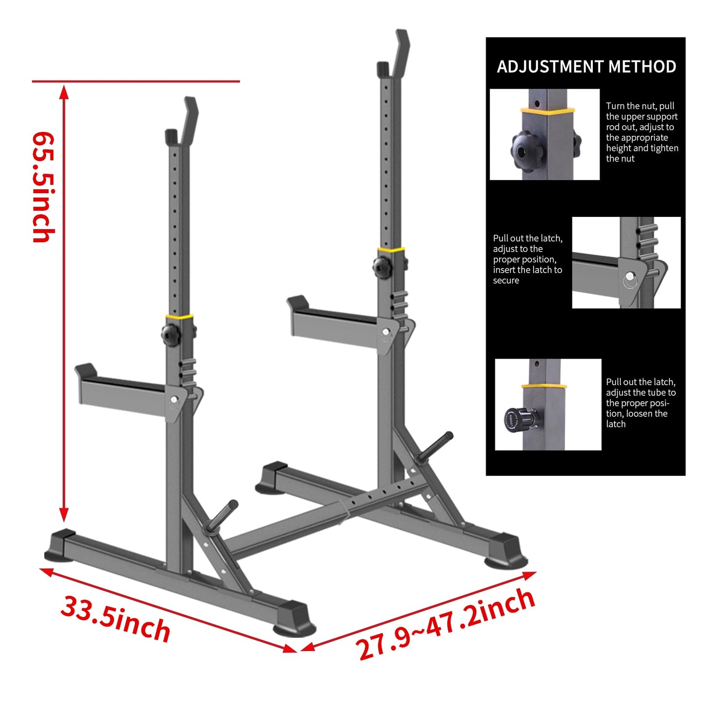 Adjustable Squat Rack,Multi-Function Barbell Rack for Weight Lifting and Home Gym Fitness Workout Portable Squat Bench Press