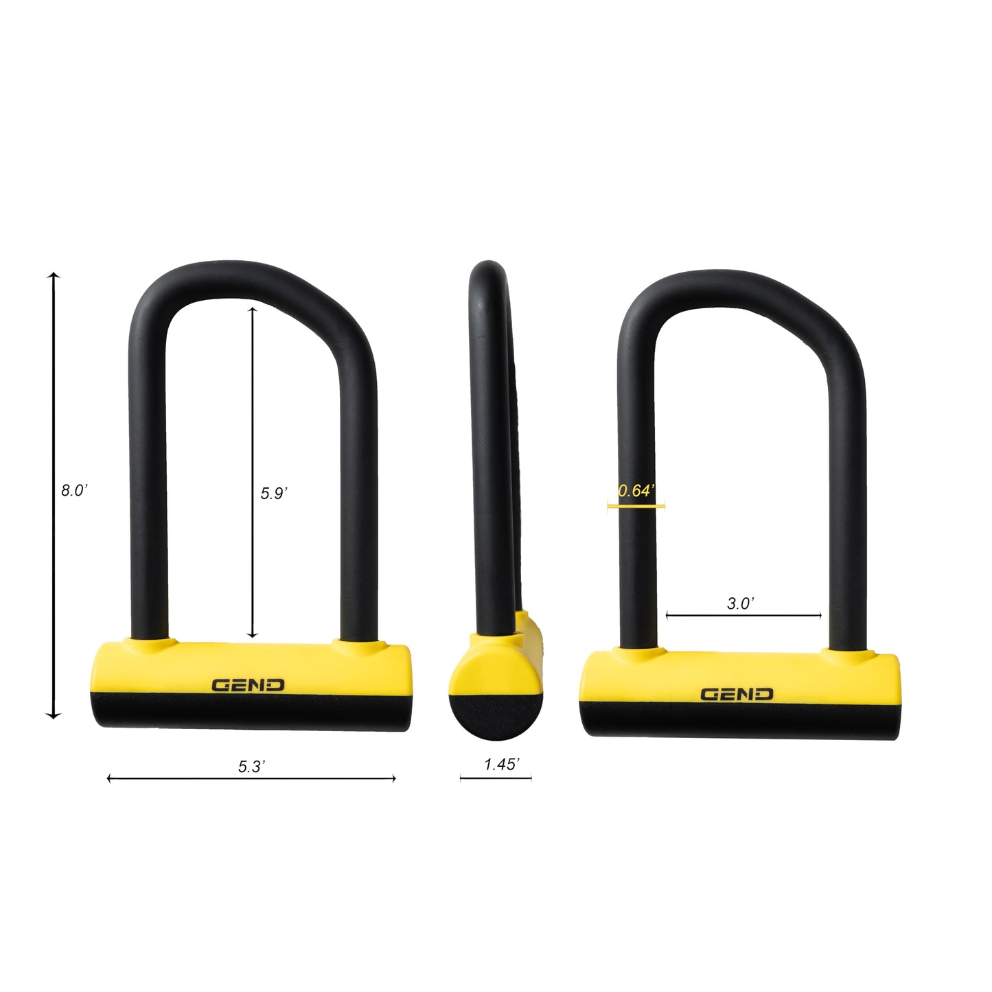 GEND Heavy-Duty Anti-Theft Bike Lock with 16.2 mm Hardened U-Lock & 3 ft Chain, Cut-Resistant Bicycle, Motorcycle, Scooter, E-Bike Lock, Weather-Resistant, Lighted Keys, Mount Bracket