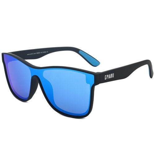 EPHIU Polarized Sports Sunglasses for Men Women One-Lens Mirrored with Non-Slip Rubber Temple Tips for Running Driving