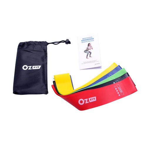 OZFIT Resistance Loop Exercise Bands for Working Out, Women & Men Exercise with Instruction Guide and Carry Bag, for Whole-Body Fitness, Stretching, Physical Therapy, Strength Training