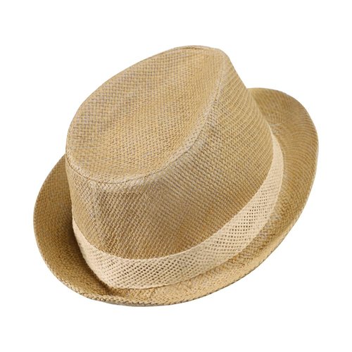 Short Brim Straw Fedora Hat Sun Protection Panama Hat Packable Jazz Beach Cap Roll Up Trilby Cap for Men Women Khaki