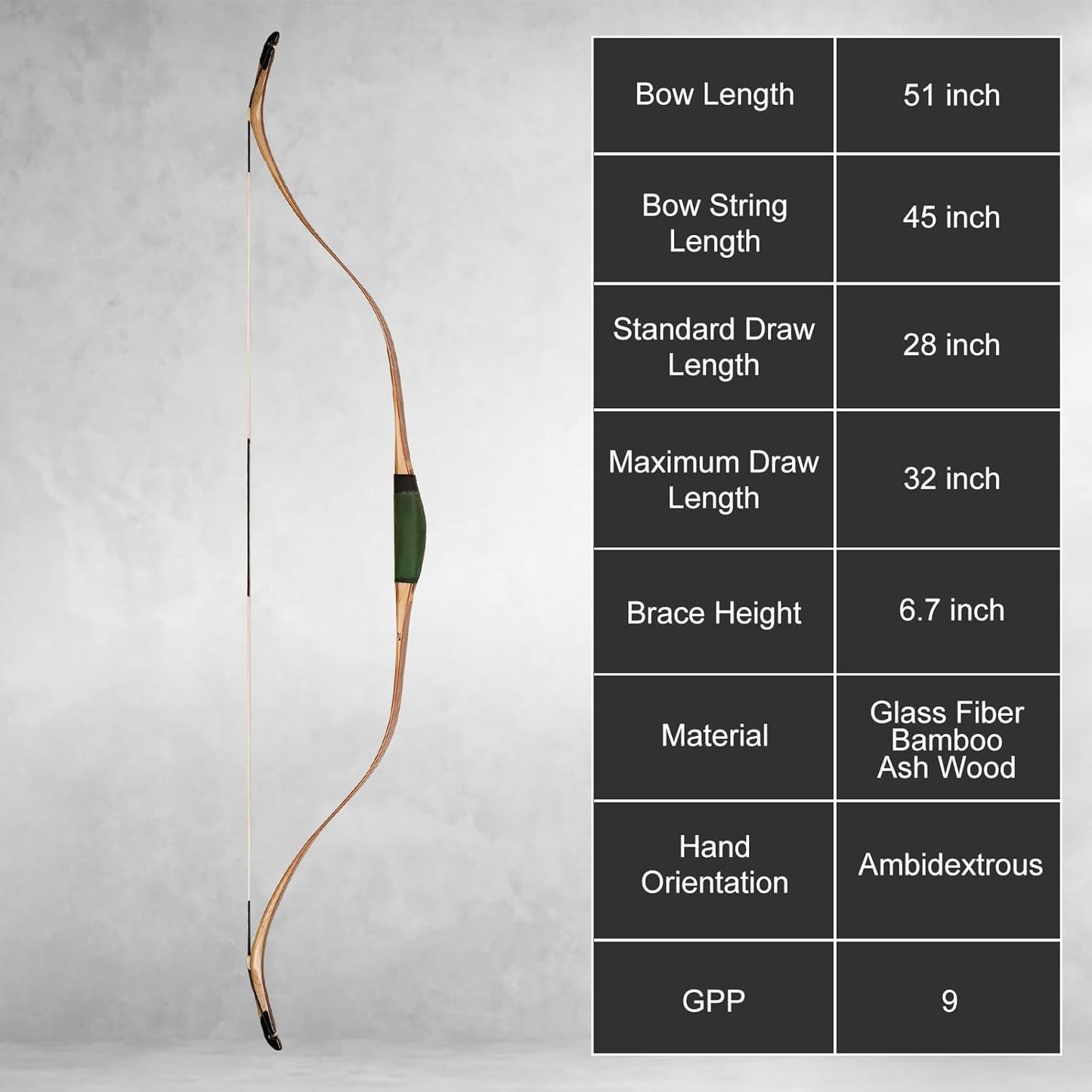 AF Archery Turkish Recurve Bow, 50" High-Performance Traditional Laminated Hunting Horse Bow for Adults Youth Beginners Enthusiasts and Hunting