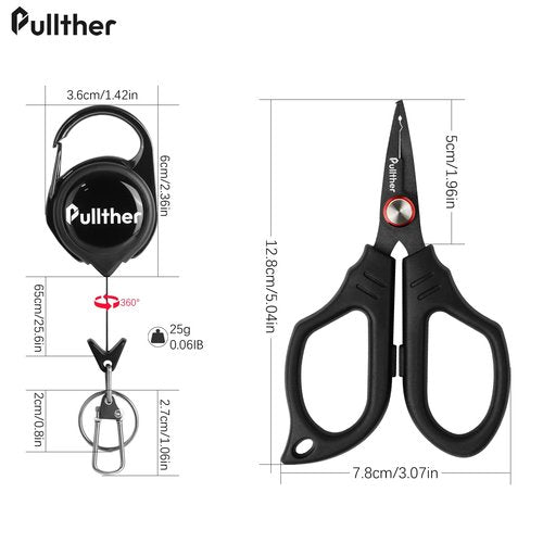 Pullther fishing Stainless Steel Fishing Pliers,Teflon Coating,Hook Remover,Fish Pliers with Retractor,Braided Line,Fishing Tools for Saltwater Freshwater.