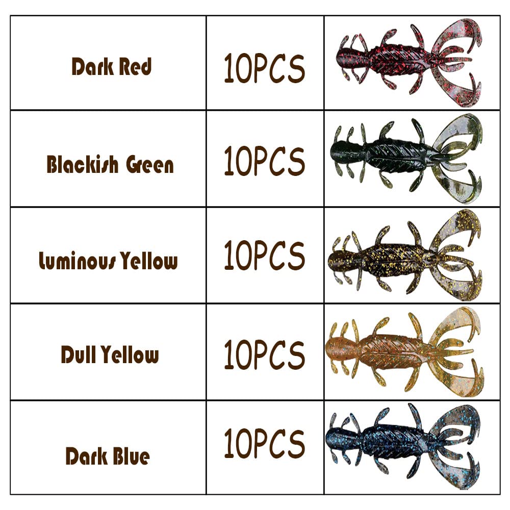 YOUHOT Ned Worms Lures- Ned Rig Baits Kit for Bass Fishing with Ned Shrimp-Shaped Lure and Ned Rig-140pcs.