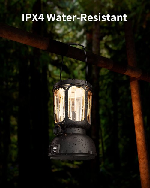 Mesqool Camping Lanterns Combination, Compact Super Bright White Camping Light + Retro Style Warm Lantern Candlelight, IPX4 Waterproof, Large Battery Long Lasting