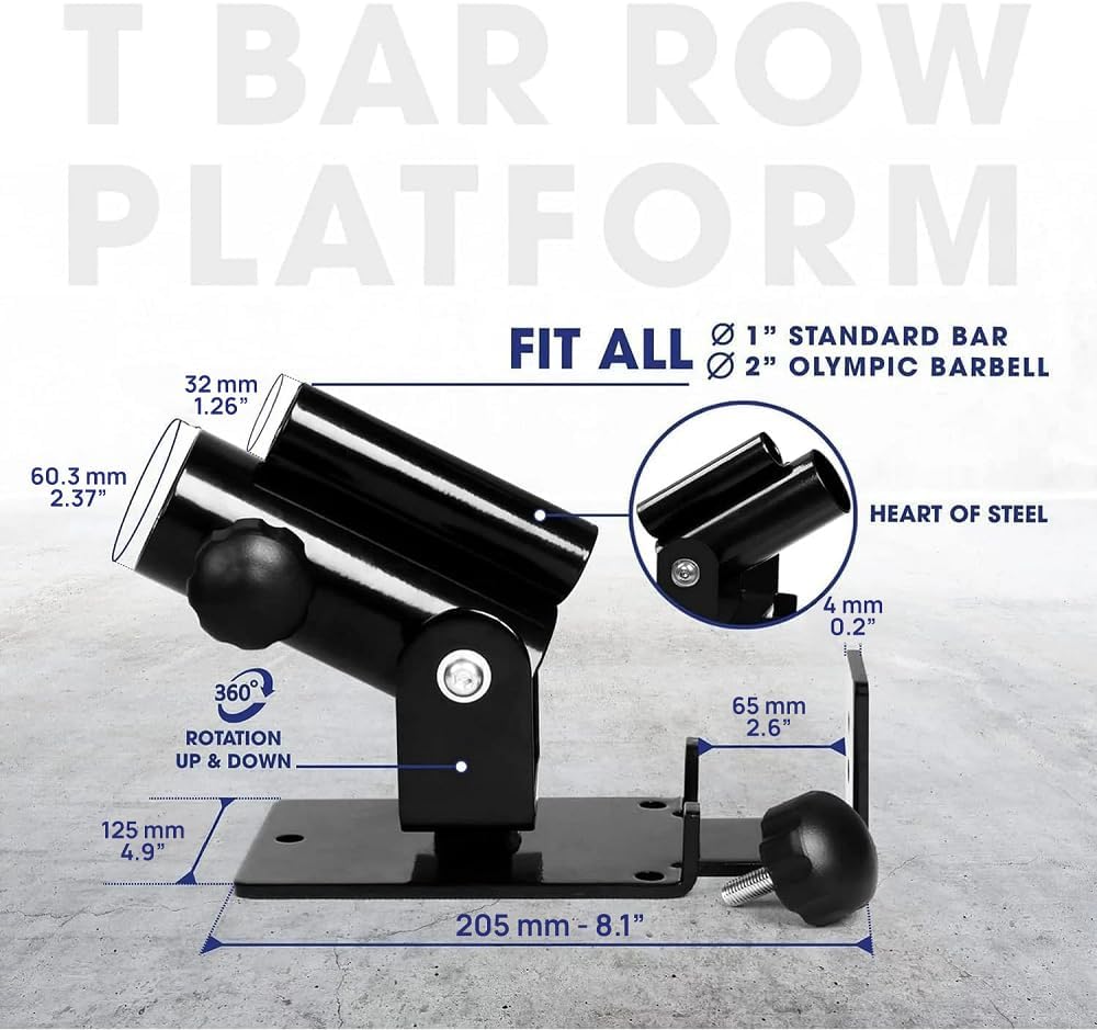 Yes4All Deluxe T-Bar Row Platform – Full 360° Swivel & Easy to Install – Fits 1” Standard and 2” Olympic Bars (8. Black - T-Bar Row Platform + Lock Jaw 1inch & 2inch)
