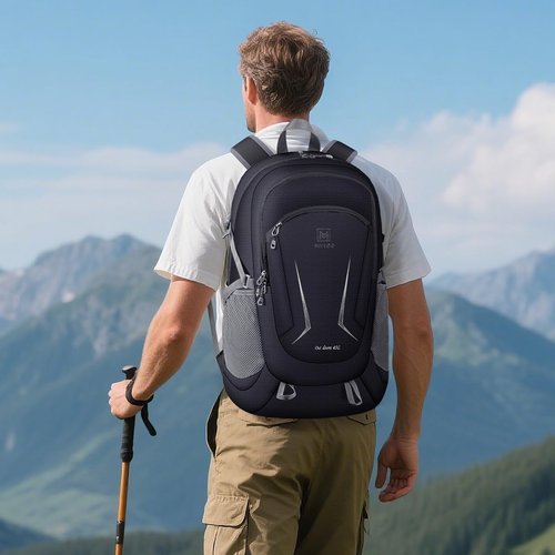 MIYCOO Backpack - Ultra Lightweight Packable Backpack for Travel Camping, 45L Hiking Back Pack Waterproof Foldable Daypack for Men Women Black