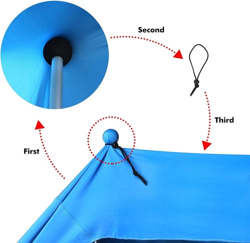 YUEWO Beach Canopy Sun Shade with UPF 50+ UV Protection, Beach Tent Sun Shelter with Sandbags, Poles and Ground Pegs, Anti-Wind Ropes, Outdoor Pop Up Tent for Camping, Backyard and Picnics