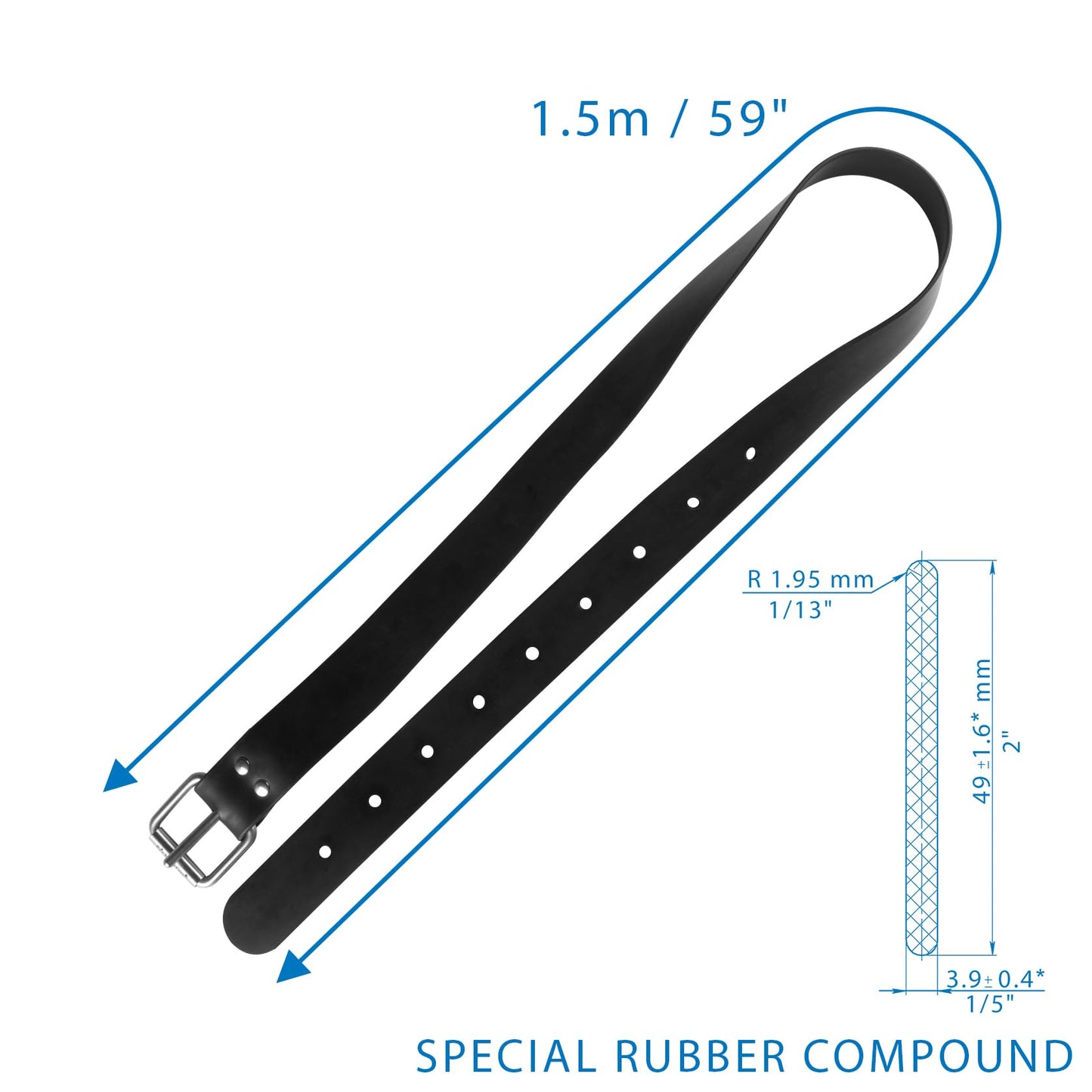 FishForm Spearfishing Scuba Free Diving Marseille buckle Rubber Weight Belts (2 cholnitene) 59" - 1.5m