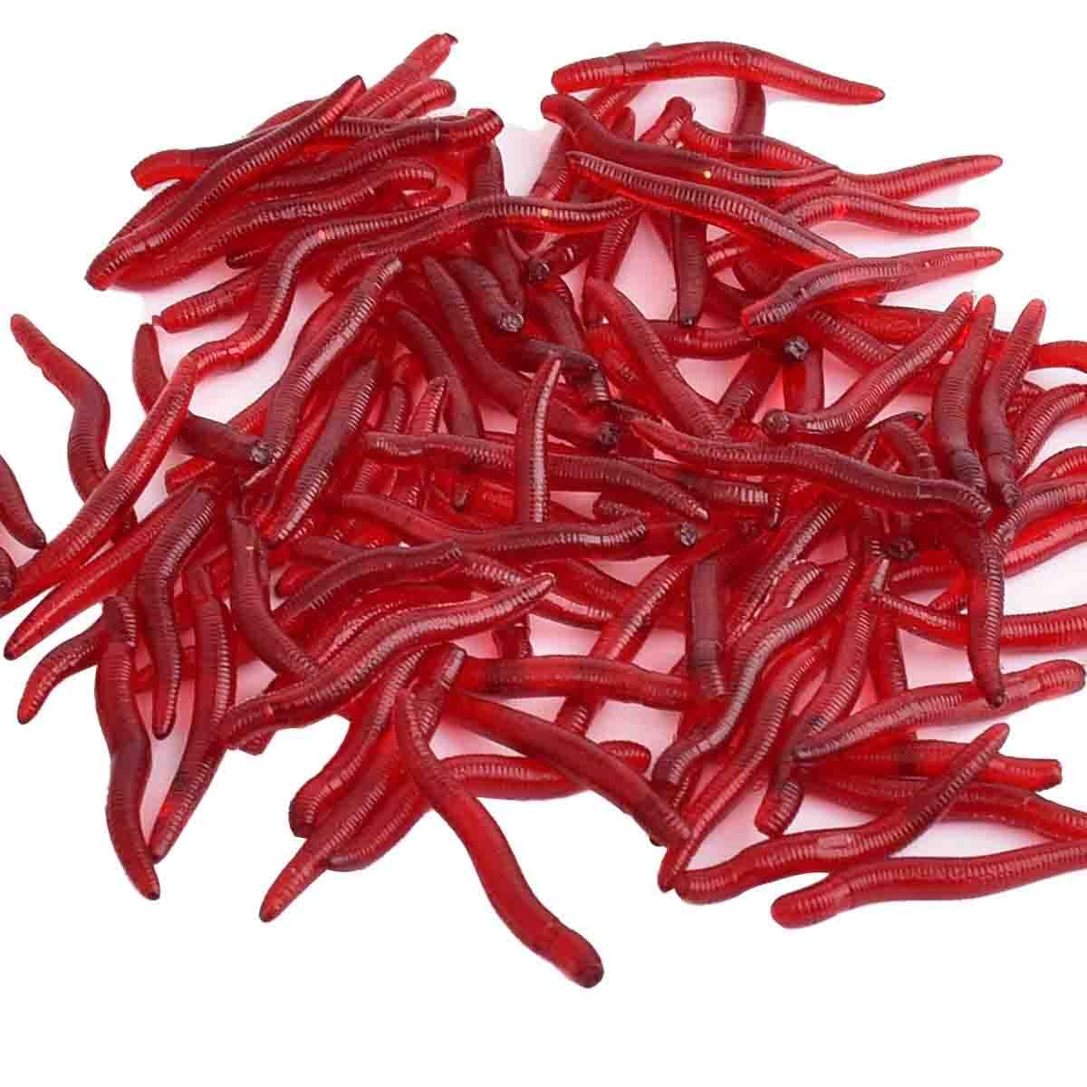 4cm 100pcs Soft Bait Set Realistic False Earthworm Worm Elastic Rubber Earthworm Fishing Bait