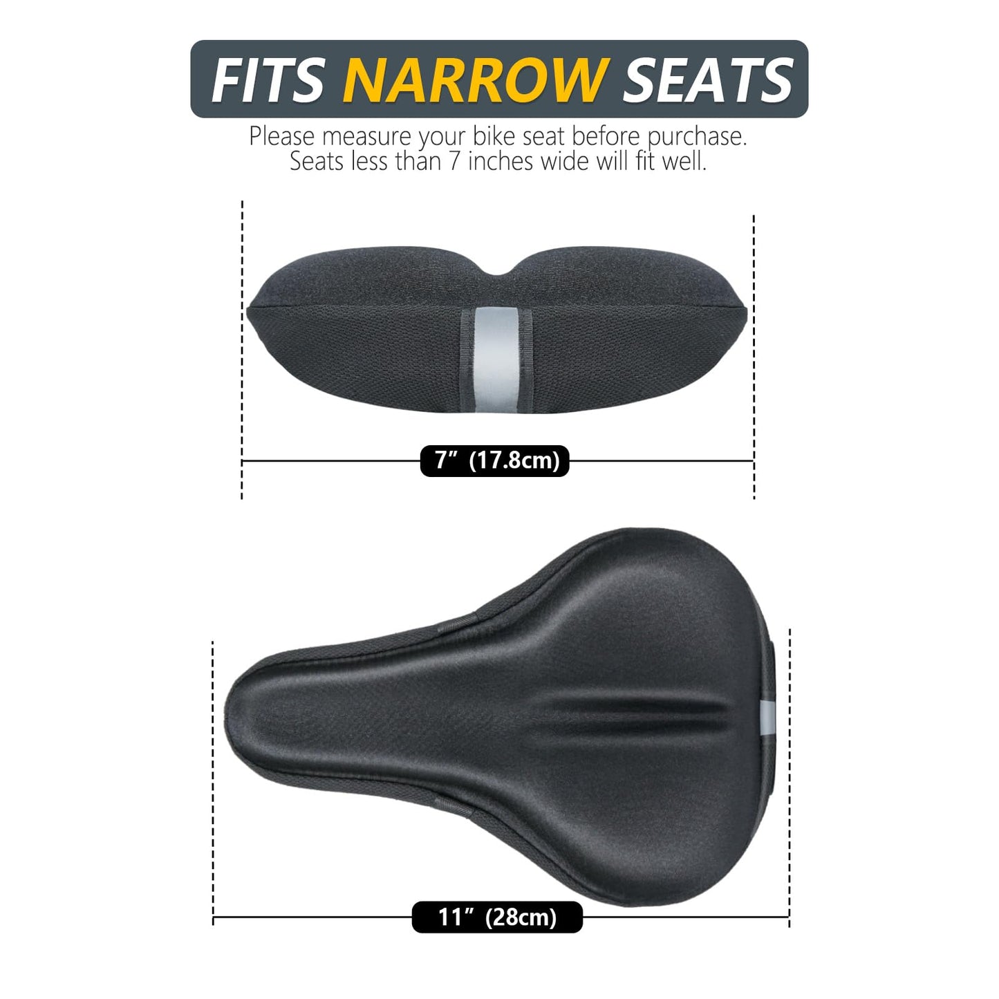 Extra Soft Gel Bike Seat Cover – Padded Wide Bicycle Saddle Cushion for Men & Women, Low-Nose Comfort Design for Peloton, Exercise & Outdoor Cycling, 2024 Award Winner