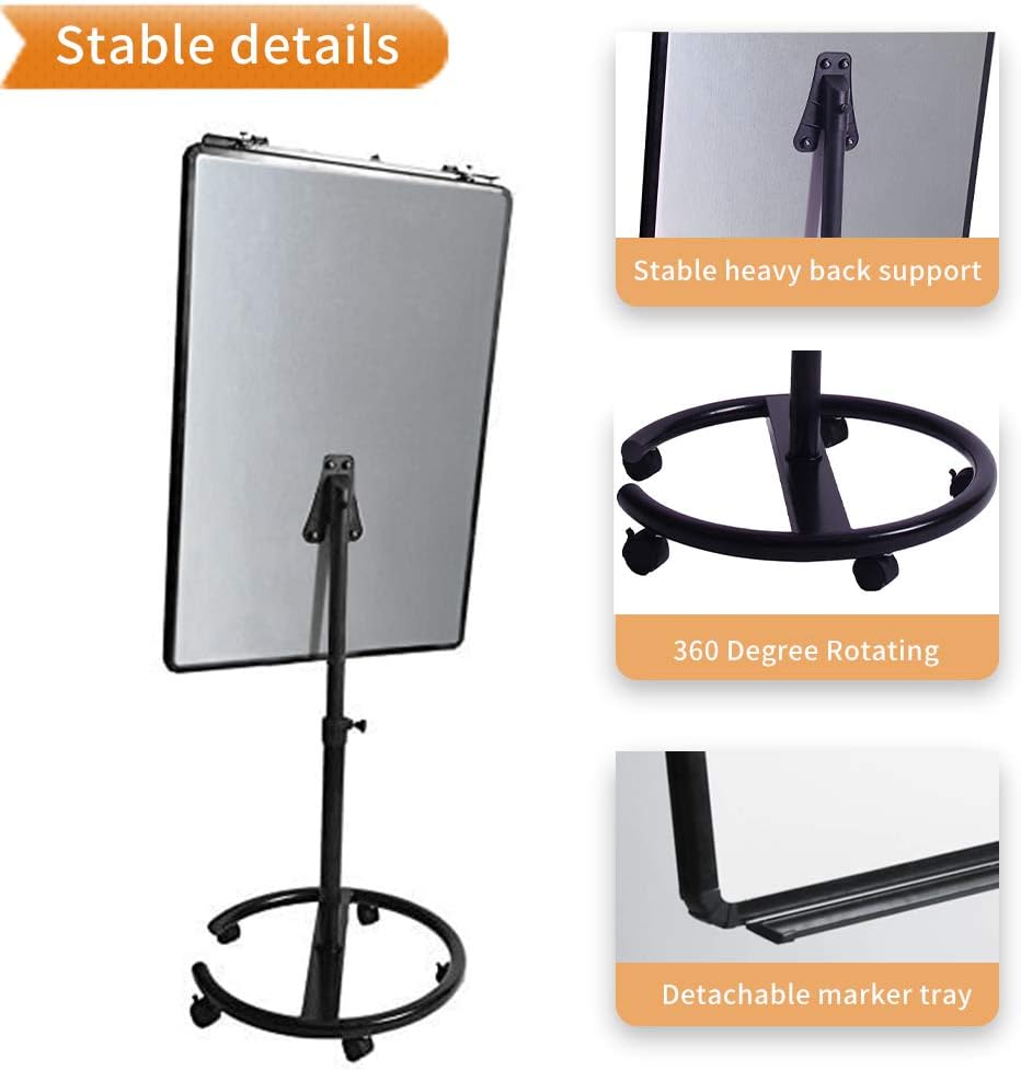 VIZ-PRO ECO Magnetic Mobile Whiteboard, 36 X 24 Inches, Easel Flipchart Stand Rolling Dry Erase Board with Paper Pads