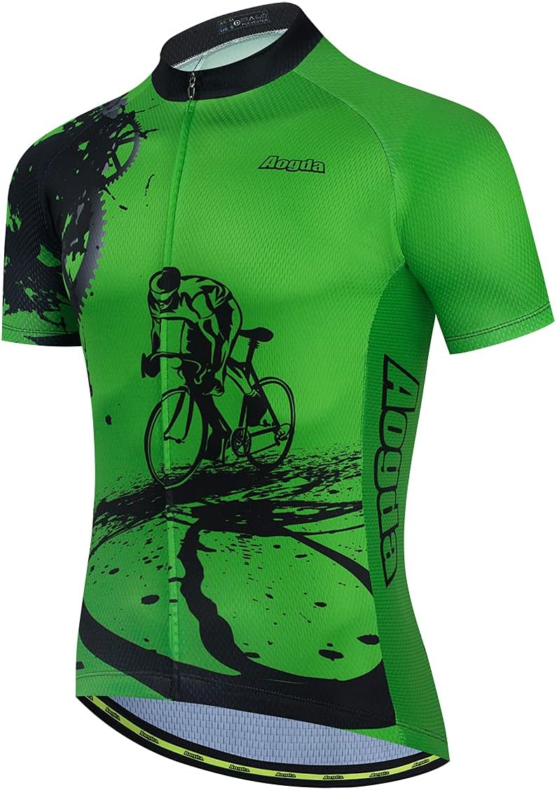 Aogda Cycling Jerseys Men Bike Shirts Team Biking Tops Bicycle Short Sleeves Clothing