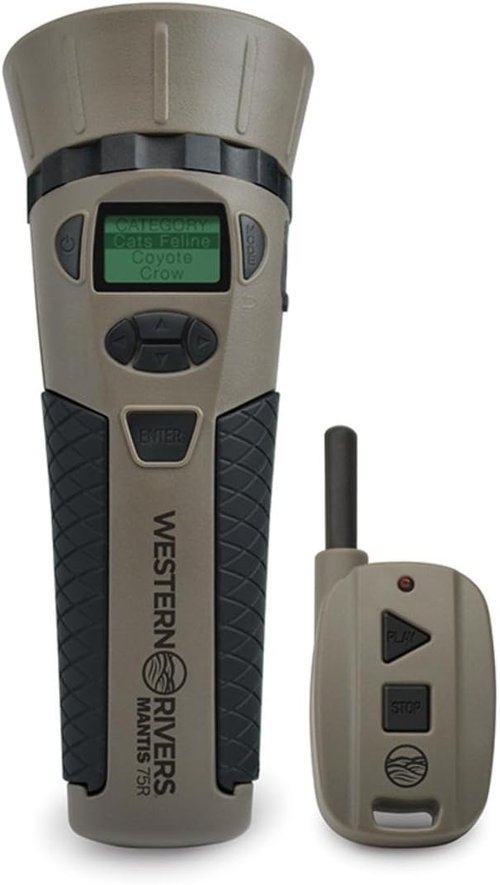 Compact Handheld Electronic Game Call with Remote - Western Rivers Walker's Mantis 75 for Predator Hunting