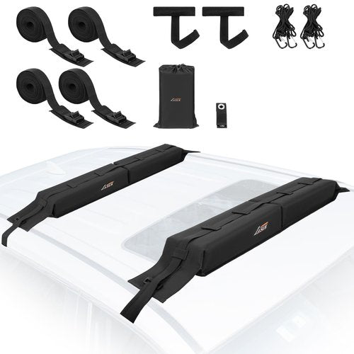 LASUK Universal Car Roof Rack, Soft Roof Rack Pads, Kayak with Tie Down Strap for Surfboard, SUP, Canoe, PP Rope, Quick Loop Strap and Storage Bag
