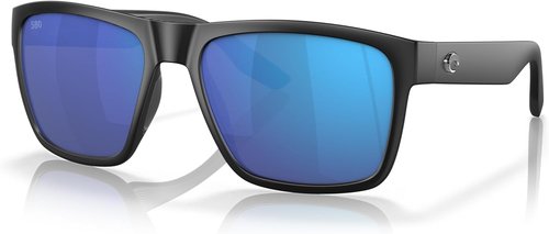 Costa Man Sunglasses Matte Black Frame, Blue Mirror Lenses, 59MM