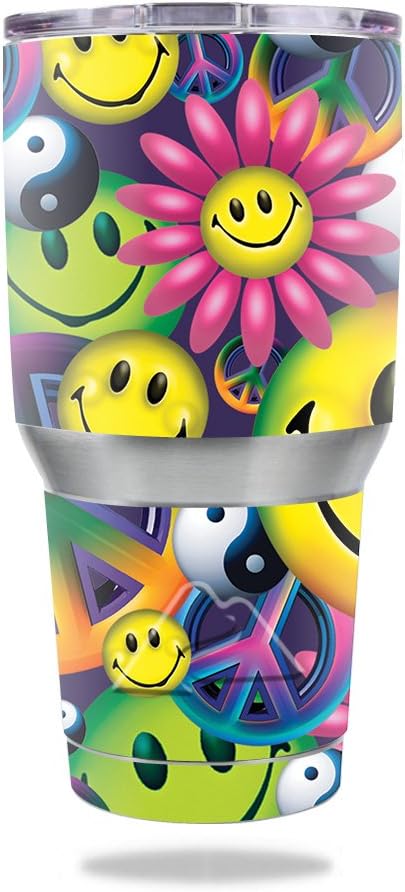 MightySkins Skin Compatible with Ozark Trail 30 oz Tumbler - Peace Smile | Protective, Durable, and Unique Vinyl Decal wrap Cover | Easy to Apply, Remove, and Change Styles | Made in The USA