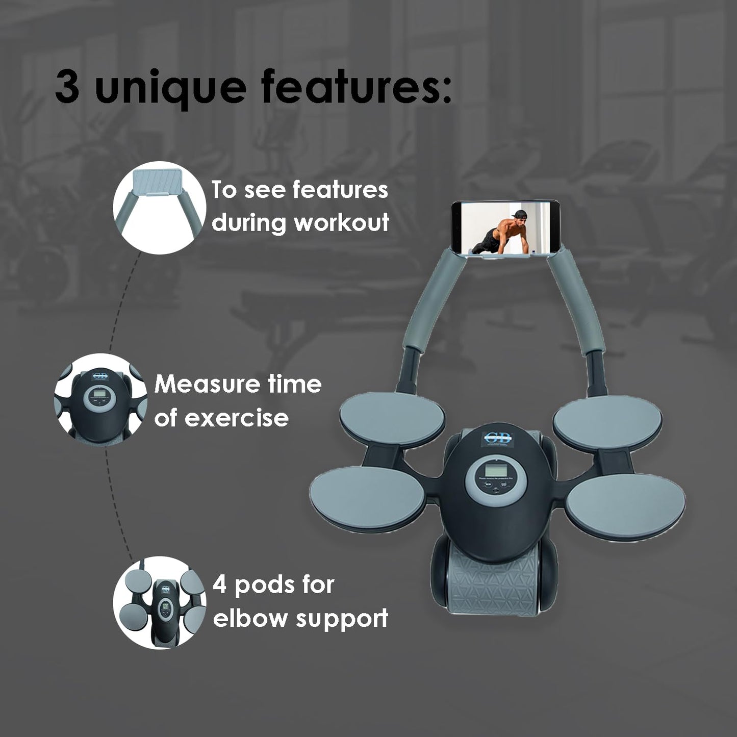 Ab Roller Wheel for Core Strength & Abdominal Workout - Dual Wheel Design with Non-Slip Handles, Portable Exercise Roller with Elbow Support, Home Gym Exercise Wheels for Men Women