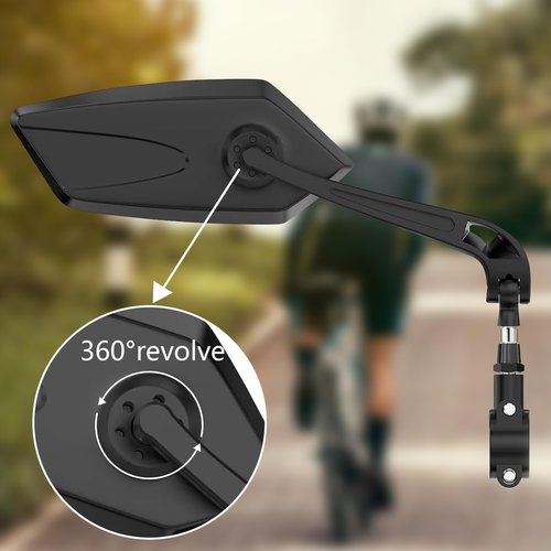 Sazetify Bike Mirror 2 Pack, Handlebar Rearview 360 Rotatable, Safe Wide Angle HD Glass for Rear View