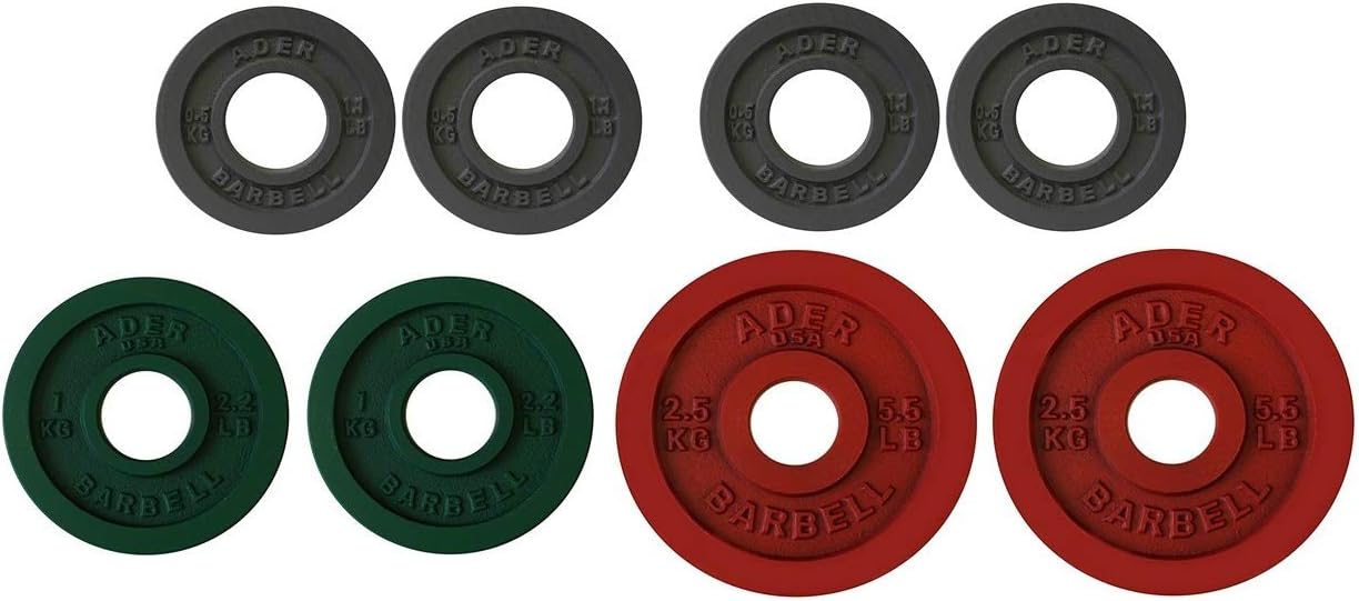 Precision Color Olympic Weight Plates - Ader 1 KG Metal Plates for Strength Training